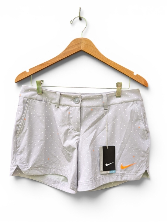 Nike Pants - Nike Women's Light Gray Polka Dot Athletic Shorts with Orange Swoosh